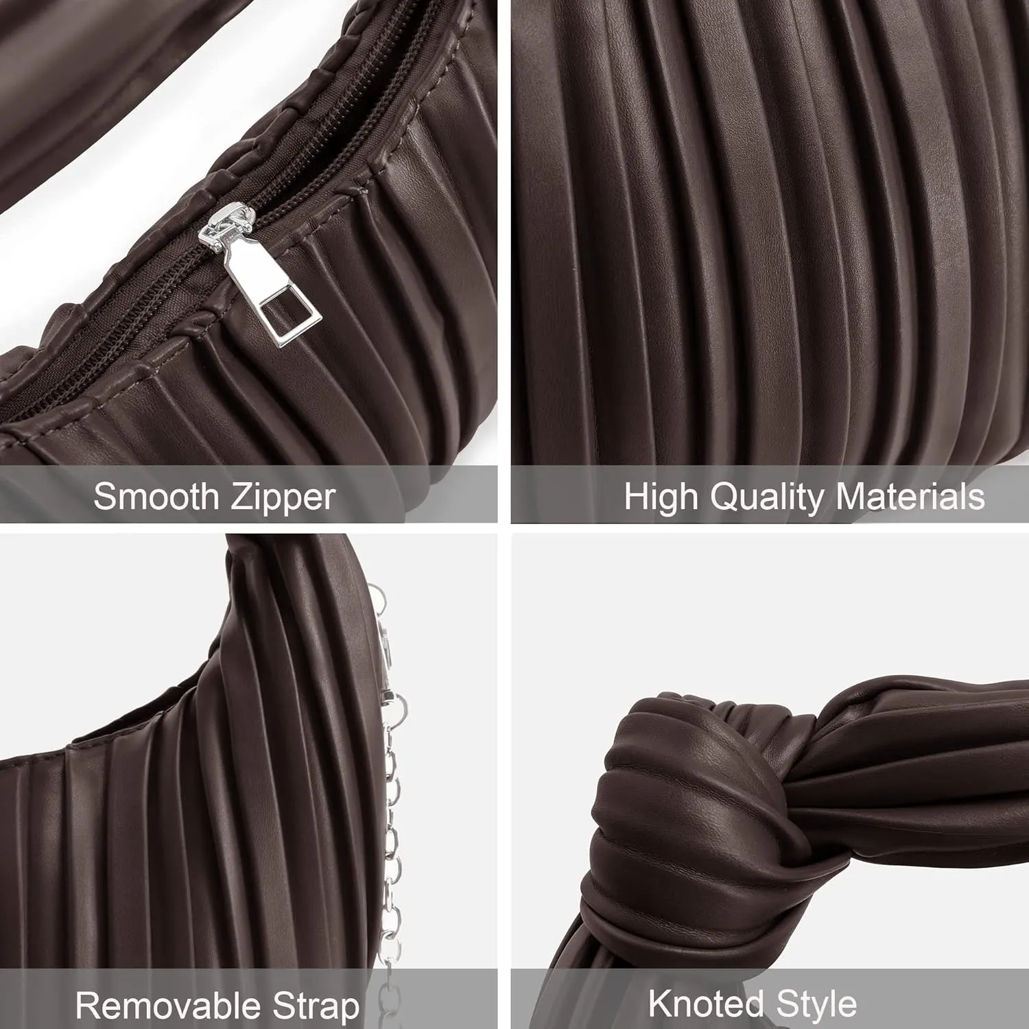 Small Knotted Handbags for Women Soft PU Leather Crossbody Dumpling Bags Cloud Clutch Purses Ruched Pouch Bag