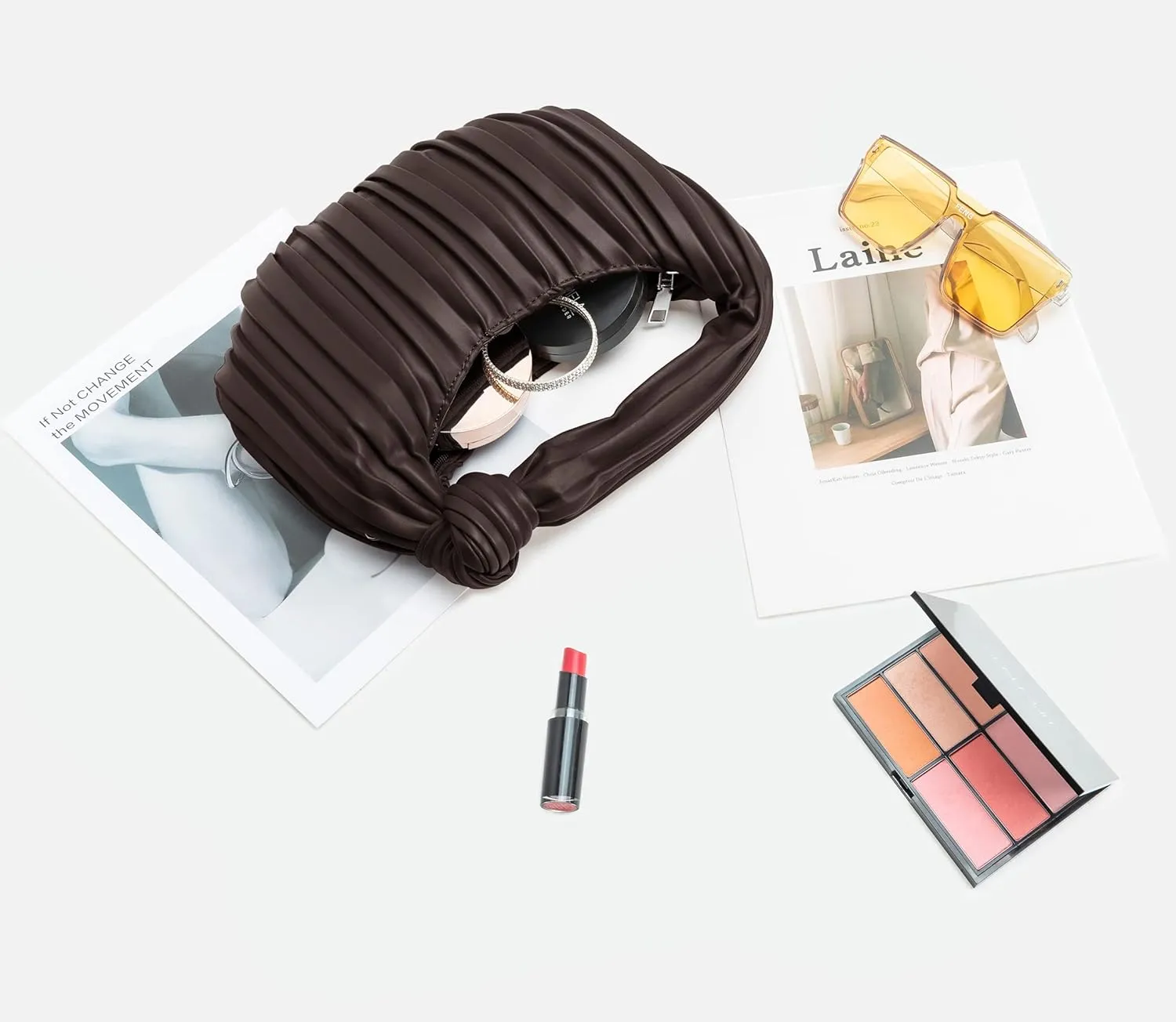 Small Knotted Handbags for Women Soft PU Leather Crossbody Dumpling Bags Cloud Clutch Purses Ruched Pouch Bag