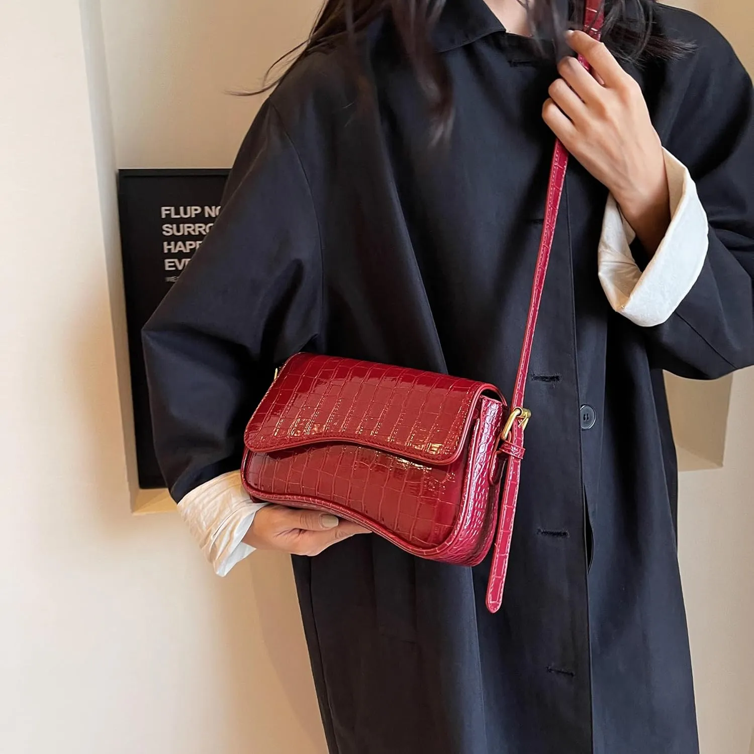 Small Shoulder Bag for Women Clutch Hobo Purse with Zipper Crossbody Purse Retro Vegan Leather Tote Handbag