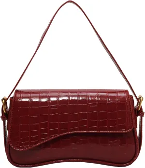 Small Shoulder Bag for Women Clutch Hobo Purse with Zipper Crossbody Purse Retro Vegan Leather Tote Handbag