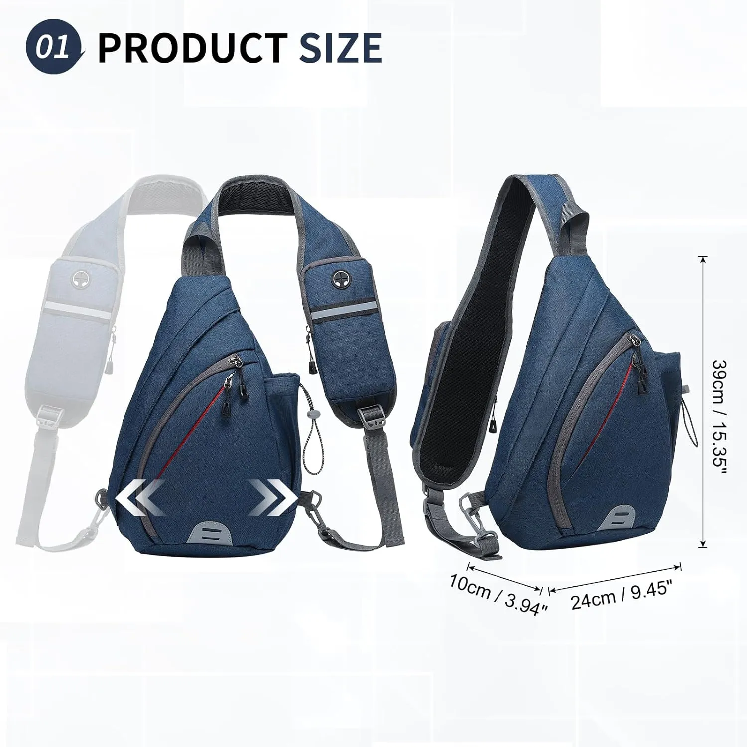 Small Sling Bag Crossbody Hiking Bag 9.36L Shoulder Bag with Headphone Jack, Man Women Crossbody Casual Backpack for Travel, Camping (Dark Blue)