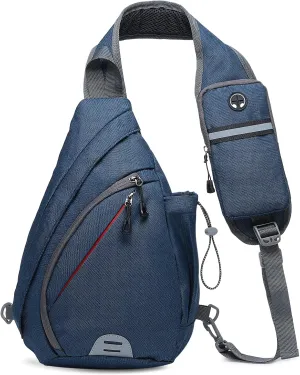 Small Sling Bag Crossbody Hiking Bag 9.36L Shoulder Bag with Headphone Jack, Man Women Crossbody Casual Backpack for Travel, Camping (Dark Blue)