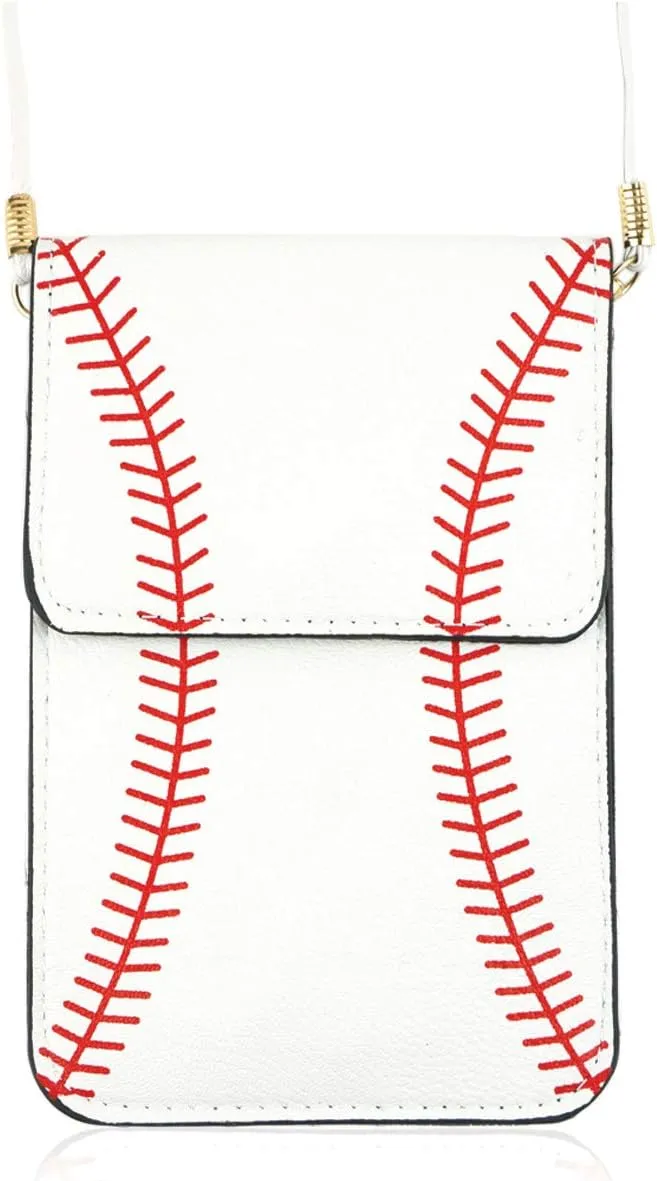 Small Travel Purse Pouch Bag - Crossbody Strap Wallet Smartphone Touchscreen Case Ball Sports Game, Animal, American Flag