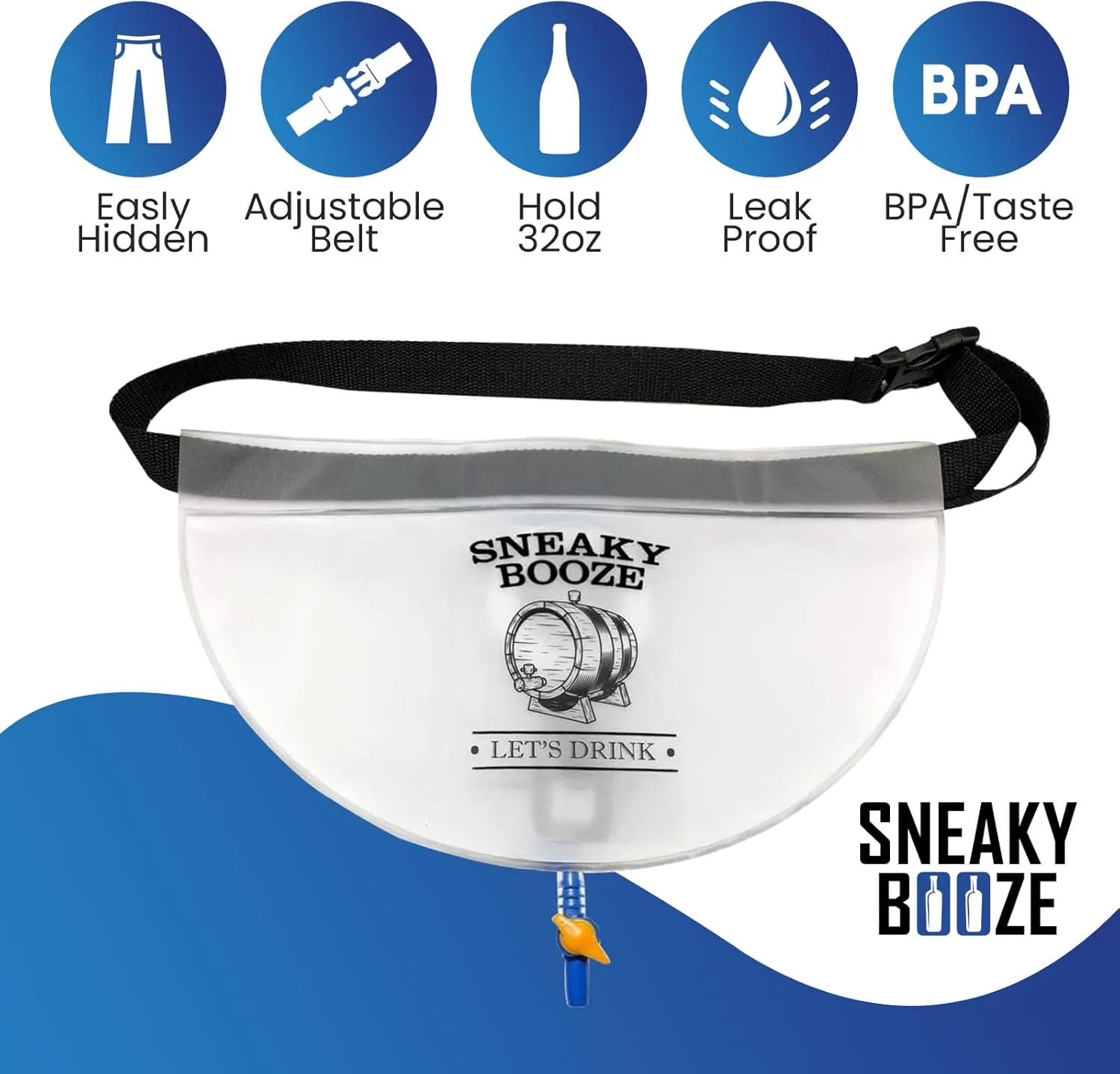 Sneaky Booze Hidden Flask Pouch For Men And Women: Portable 32oz Undetectable Alcohol Bag. Concealable Plastic Wine Liquor Body Hip Flasks. Disguised Leak Proof Travel Bags For Cruise Concert Festival