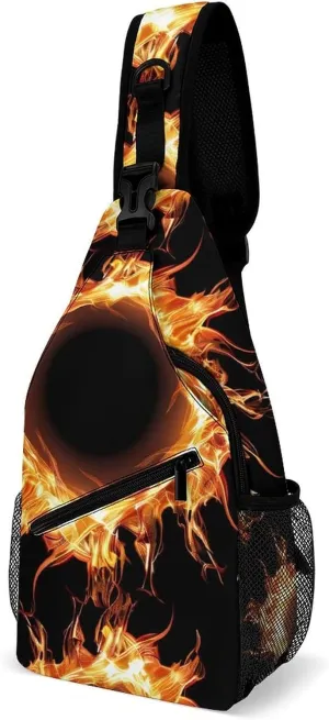 Solar Eclipse Pattern Crossbody Bag Over Shoulder Sling Backpack Casual Cross Chest Side Pouch 38x20cm
