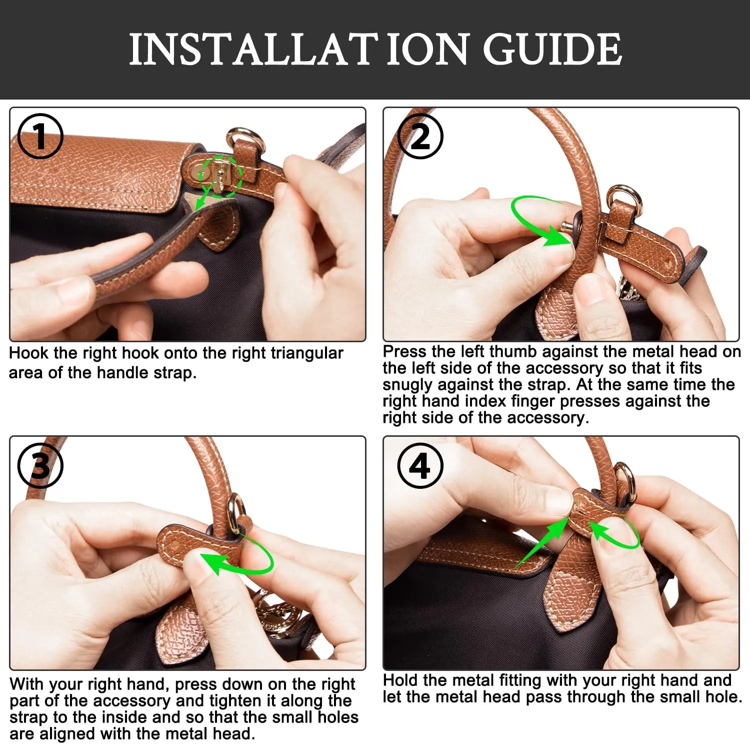 SOPROM Crossbody Strap Replacement for Longchamp Pouch with Handle Mini Bag Adjustable Conversion Kit for Long Champ(Width:11mm)