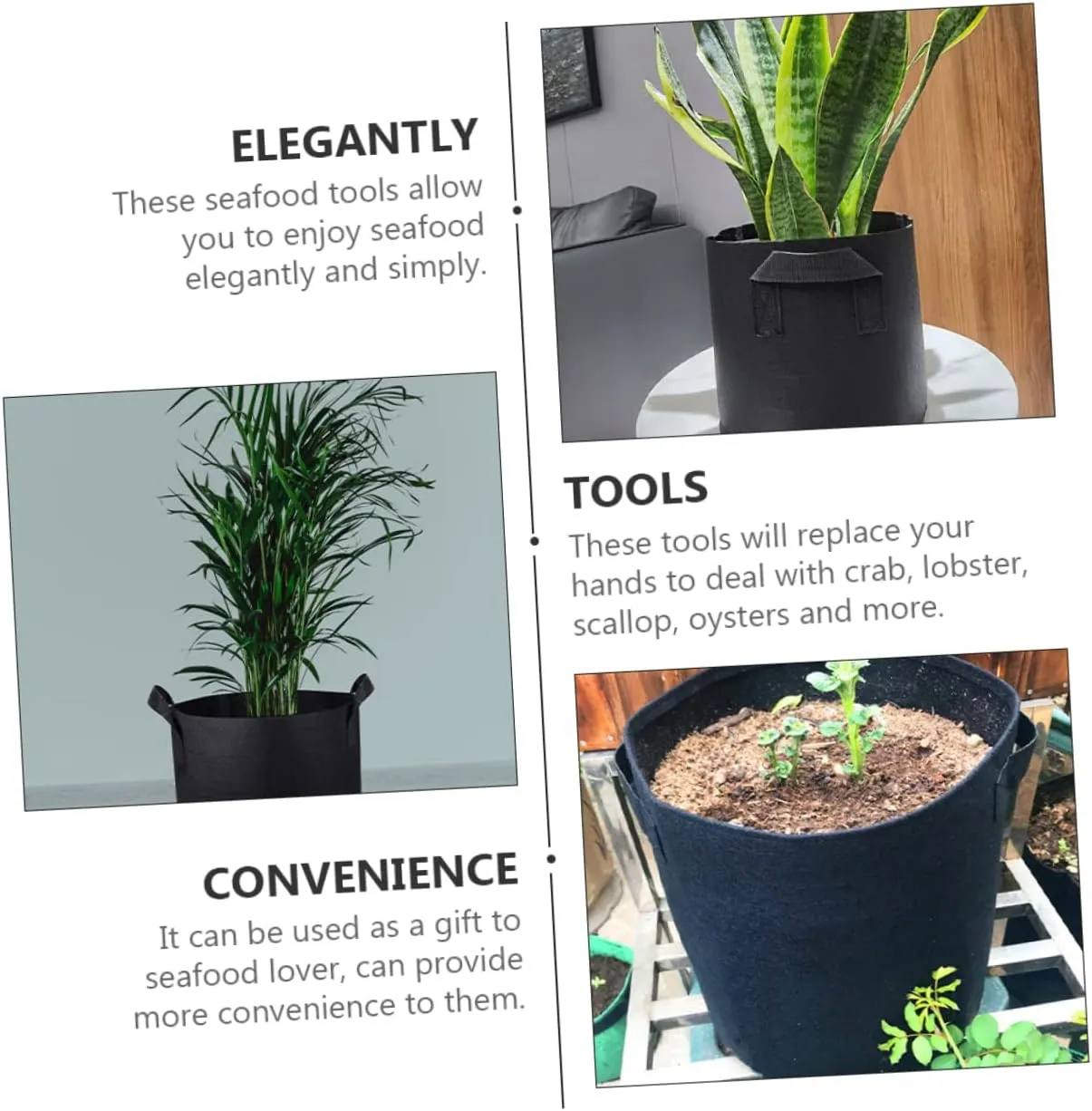 Sosoport 3sets Nonwoven Pe Grow Bags Planting Bag Set Seedling Grow Bags Plant Bag Non-Woven Flower Pot Planting Bag Handle for Garden Vegetable Planting Container 3pcs*3