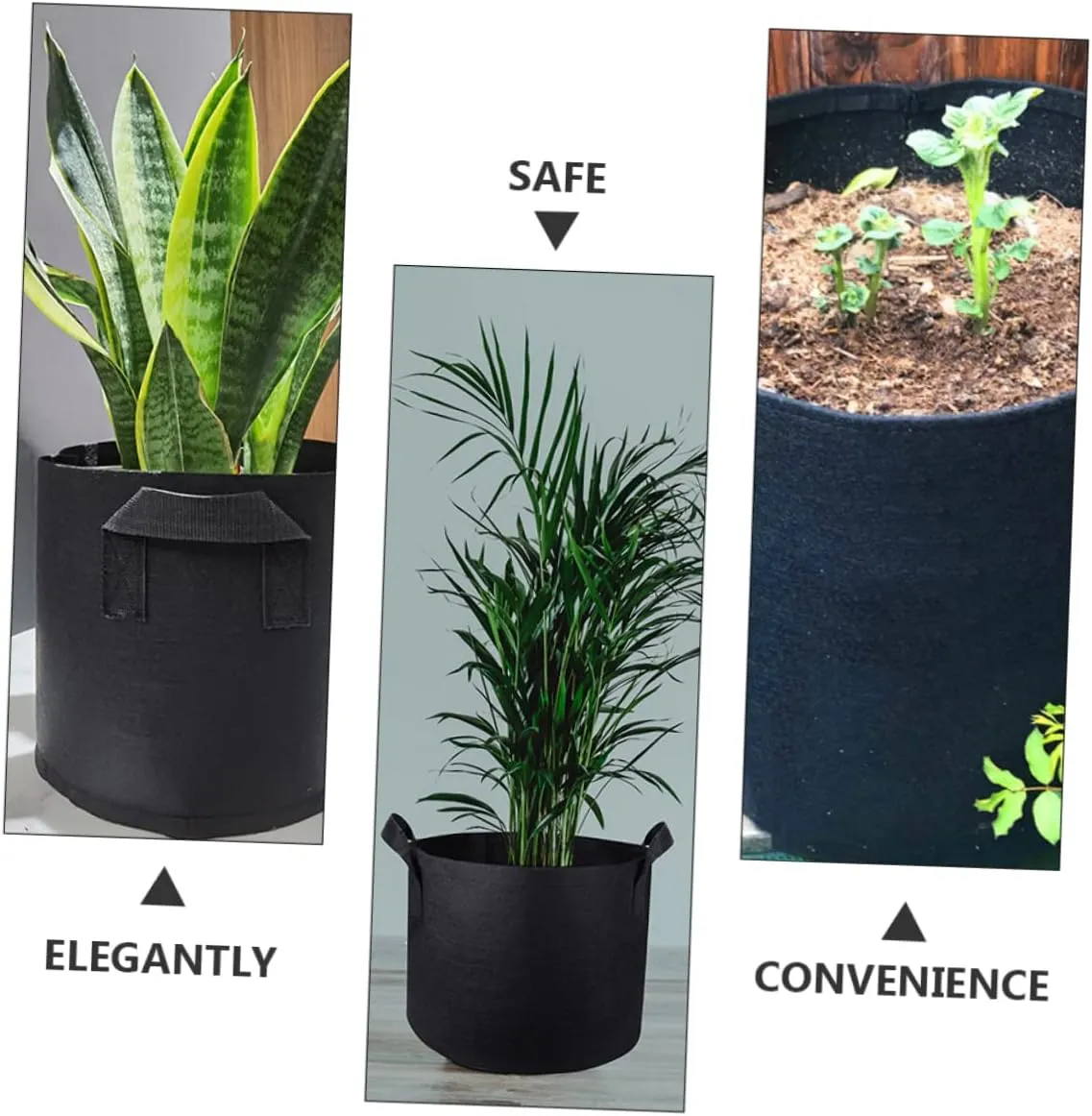 Sosoport 3sets Nonwoven Pe Grow Bags Planting Bag Set Seedling Grow Bags Plant Bag Non-Woven Flower Pot Planting Bag Handle for Garden Vegetable Planting Container 3pcs*3