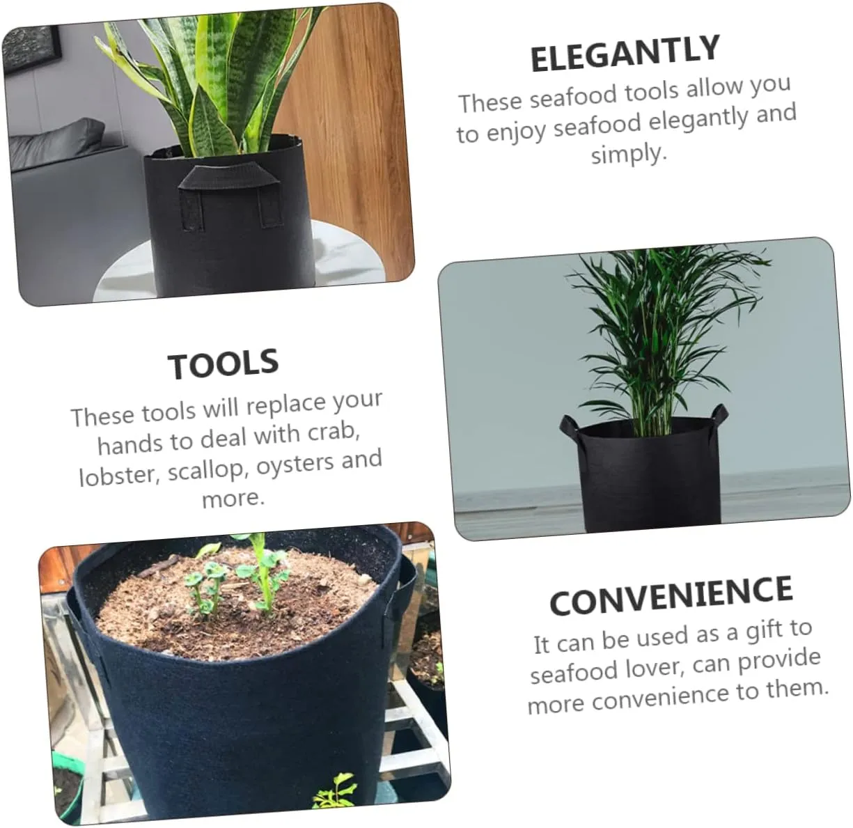 Sosoport 3sets Nonwoven Pe Grow Bags Planting Bag Set Seedling Grow Bags Plant Bag Non-Woven Flower Pot Planting Bag Handle for Garden Vegetable Planting Container 3pcs*3