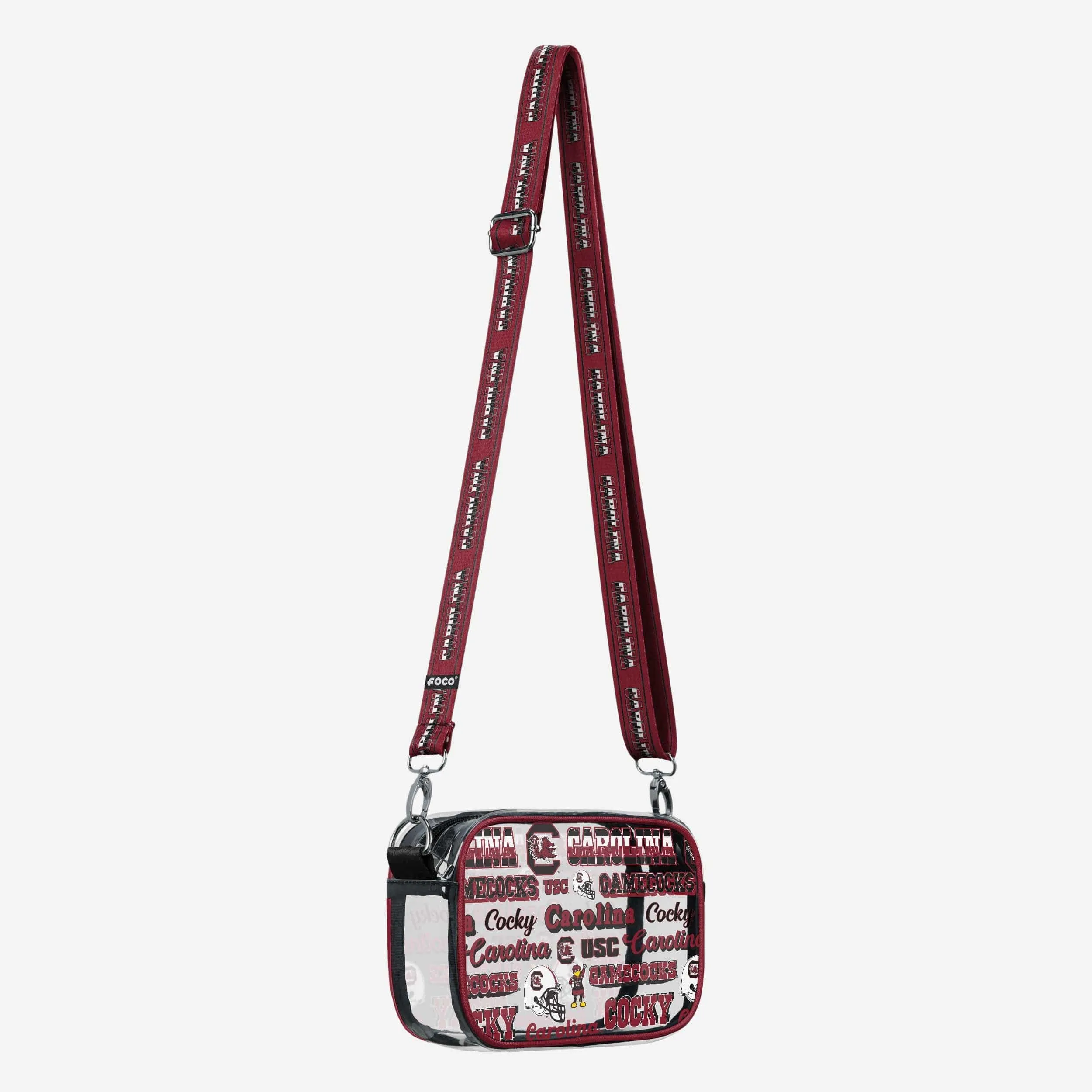 South Carolina Gamecocks Repeat Retro Print Clear Crossbody Bag