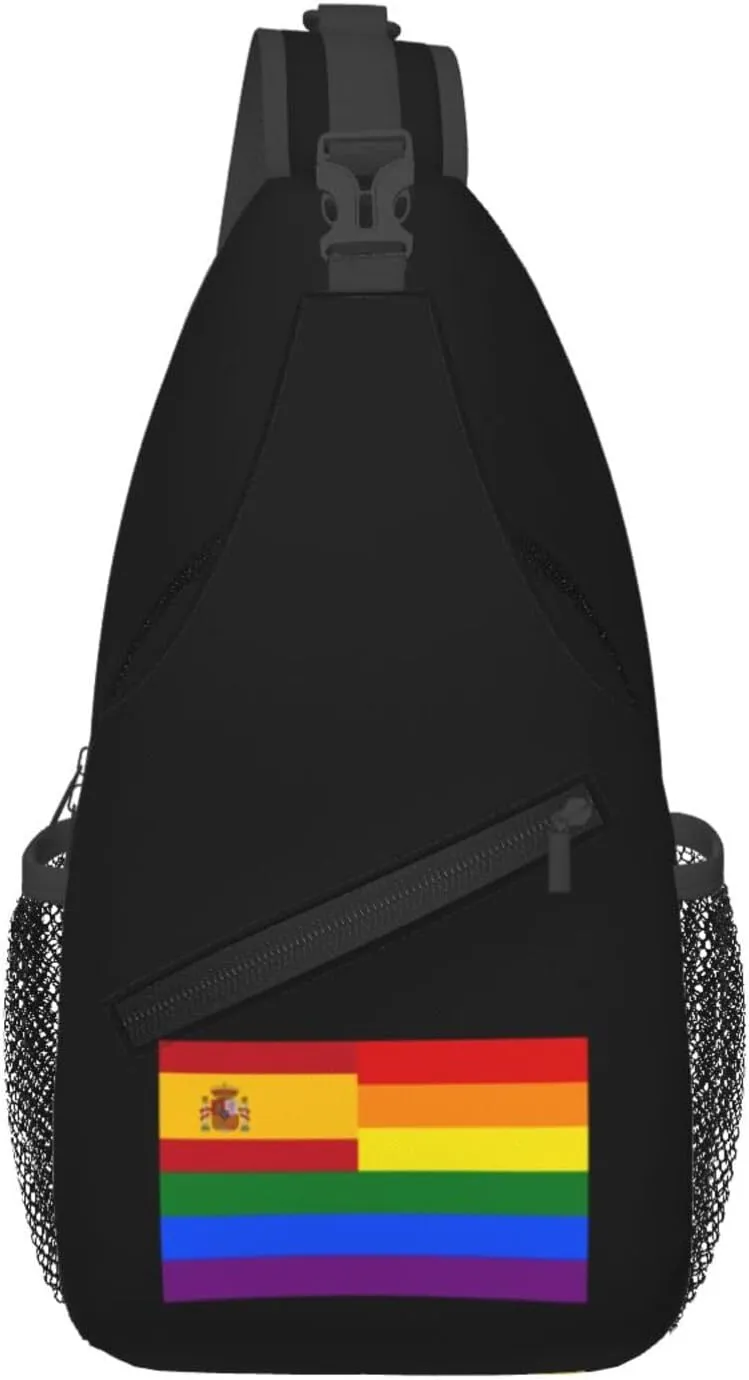 Spain Rainbow Flag Crossbody Bags For Women Men Chest Backpack Gym Shoulder Bag Travel Outdoor Sports Casual Crossbody Bags