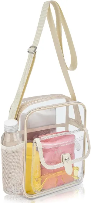 SPODEARS Clear Crossbody Bag for Stadium Events & Concerts - Adjustable Shoulder Strap Purse with 1 Bottle Holder