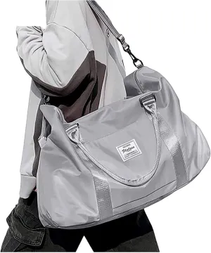 Sport Travel Duffle Bag Large Gym Tote Bag for Women, Weekender Carry on Bag for Airplane, Ladies Beach Overnight Bag Luggage Bag with Wet Pocket Grey