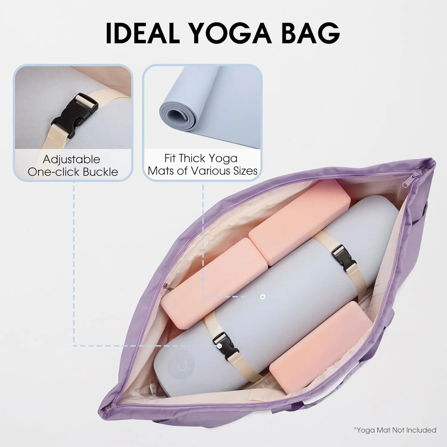 sportsnew Large Yoga Mat Bag with Shoes Compartment and Wet Pocket Ladies Pilates Gym Tote Bag with Yoga Mat Holder Strap for Women Men Workout Carrier Stuff Accessories