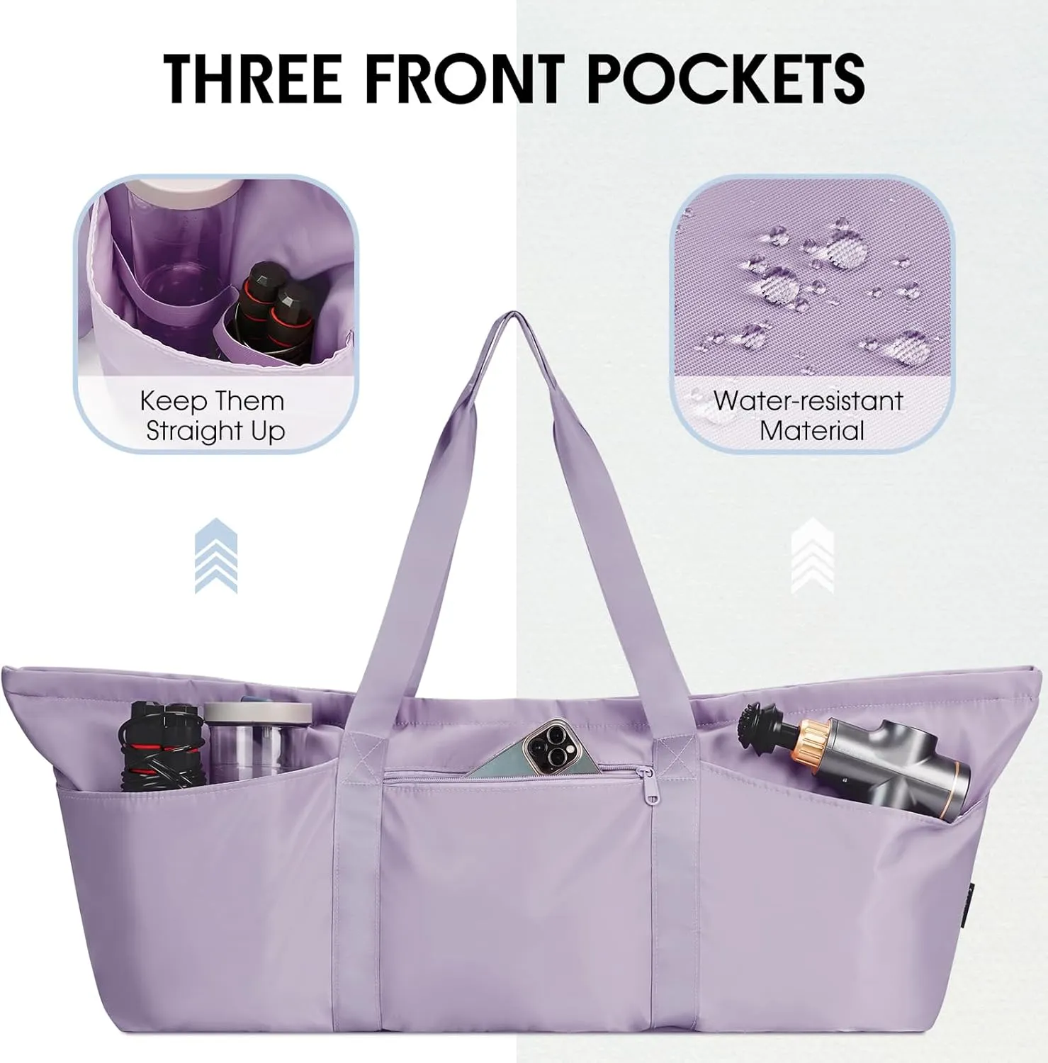 sportsnew Large Yoga Mat Bag with Shoes Compartment and Wet Pocket Ladies Pilates Gym Tote Bag with Yoga Mat Holder Strap for Women Men Workout Carrier Stuff Accessories
