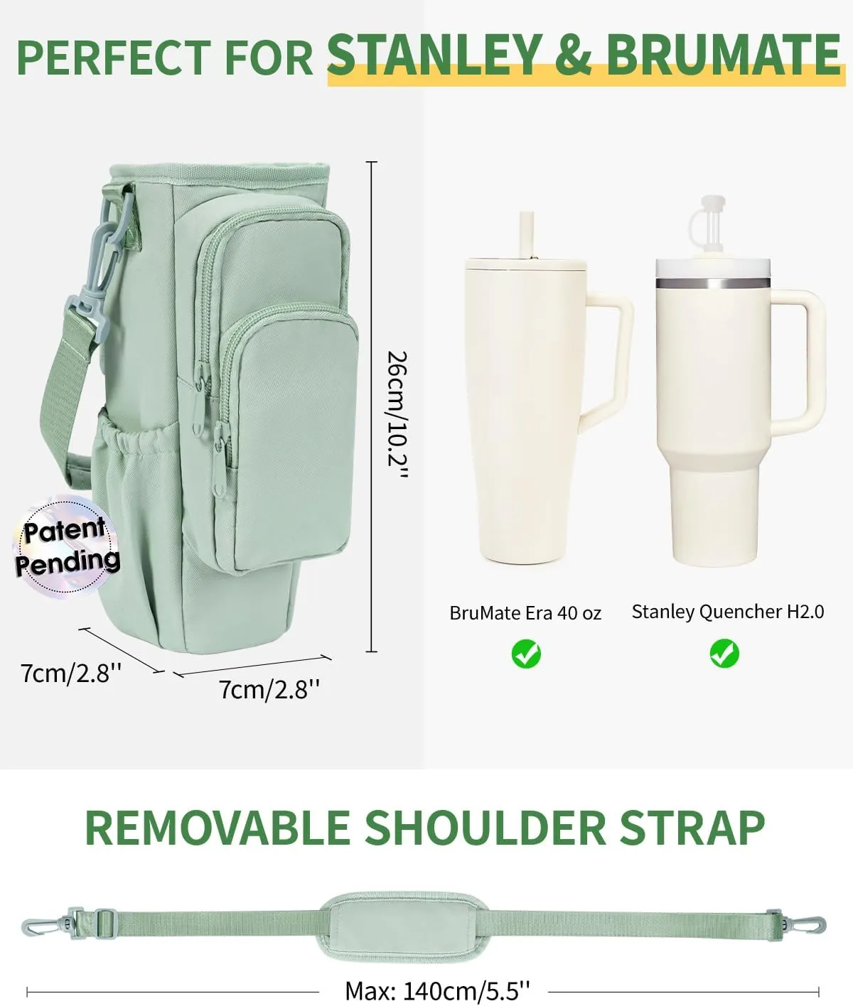 sportsnew Water Bottle Carrier Bag with Phone Pocket for Stanley Brumate era 30oz 40oz Accessories Insulated Water Bottle Holder Pouch with Strap Stanley Cup Sling Bag with Straw Cover for Crossbody