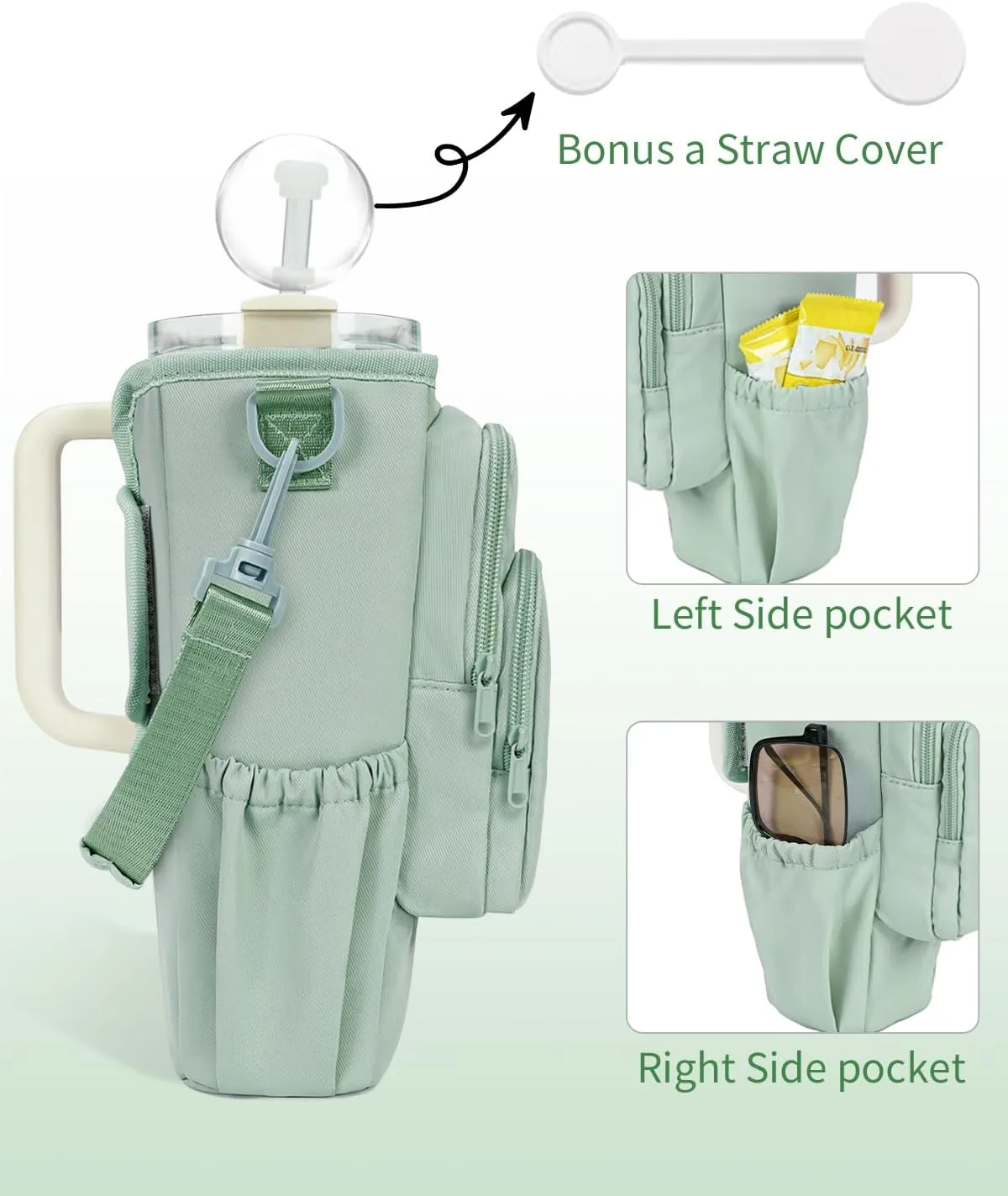 sportsnew Water Bottle Carrier Bag with Phone Pocket for Stanley Brumate era 30oz 40oz Accessories Insulated Water Bottle Holder Pouch with Strap Stanley Cup Sling Bag with Straw Cover for Crossbody