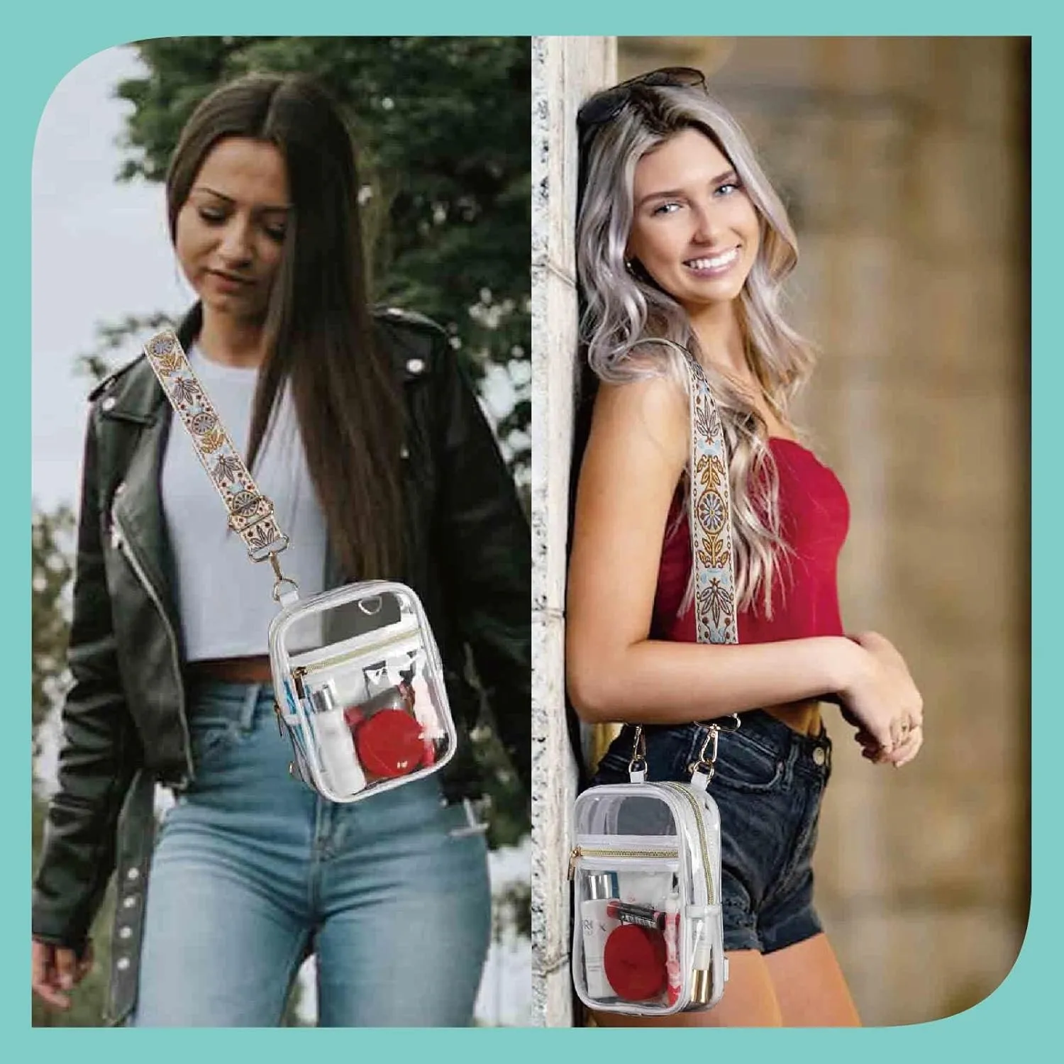 Stadium Approved Crossbody Purse for Women - Clear Stadium Bag for Sporting Events, Concerts