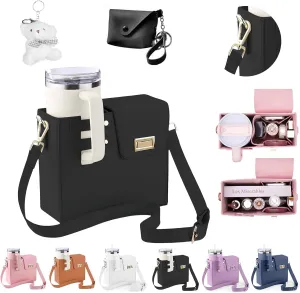 Stanley Cup Purse, Crossbody Bag with Water Bottle Holder, Adjustable Women Shoulder Strap