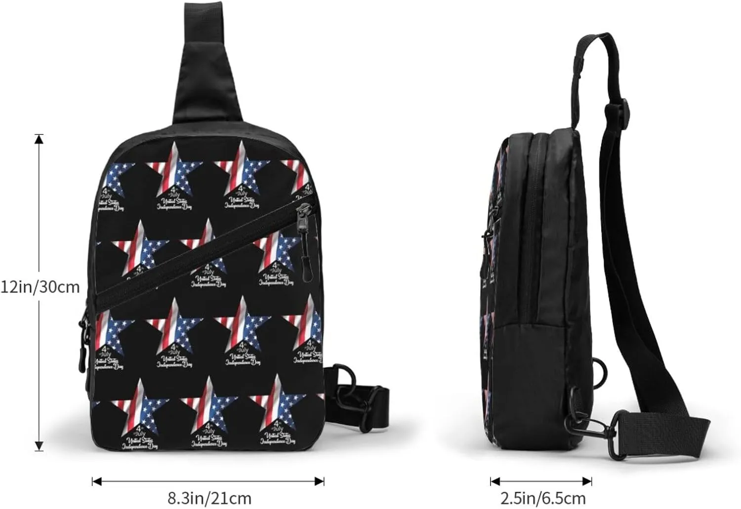 Star American Flag Portable Sling Bags Packable Crossbody Bag Foldable Sport Daypack Reusable Shoulder Backpack Diagonally Chest Bag for Workout Travel