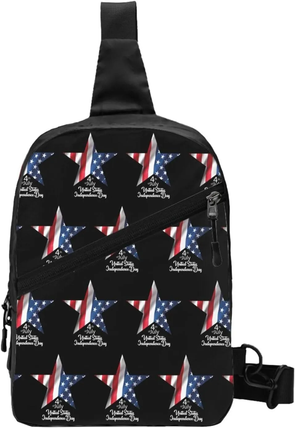 Star American Flag Portable Sling Bags Packable Crossbody Bag Foldable Sport Daypack Reusable Shoulder Backpack Diagonally Chest Bag for Workout Travel