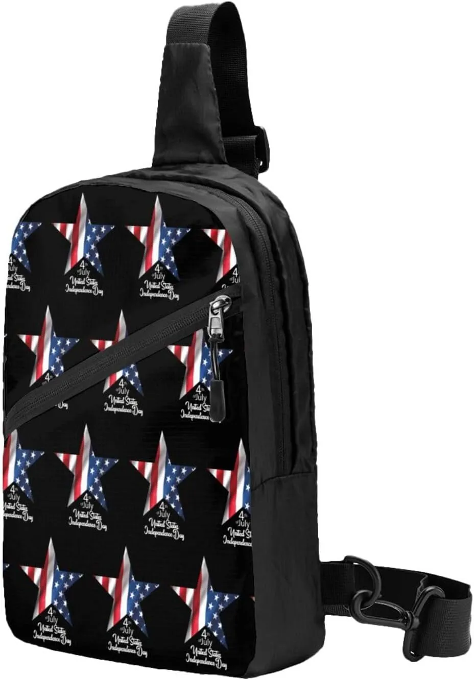 Star American Flag Portable Sling Bags Packable Crossbody Bag Foldable Sport Daypack Reusable Shoulder Backpack Diagonally Chest Bag for Workout Travel