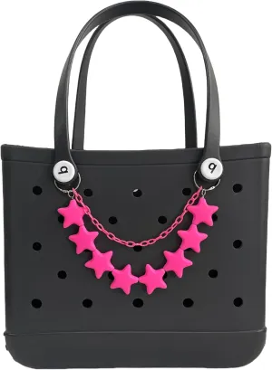 Star Chain for Bogg Bag Accessories, Charm for Women Rubber Beach Bag Tote Handbag Crossbody Shoulder Decoration, With Metal Buckle（Hot Pink）