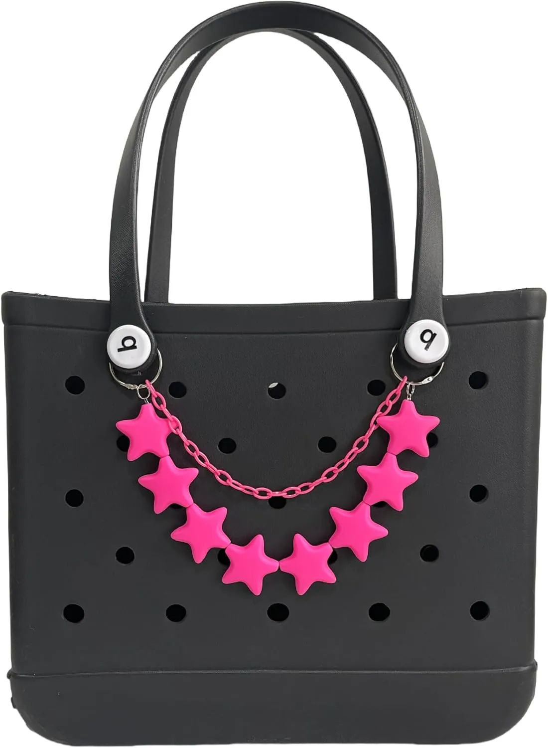Star Chain for Bogg Bag Accessories, Charm for Women Rubber Beach Bag Tote Handbag Crossbody Shoulder Decoration, With Metal Buckle（Hot Pink）