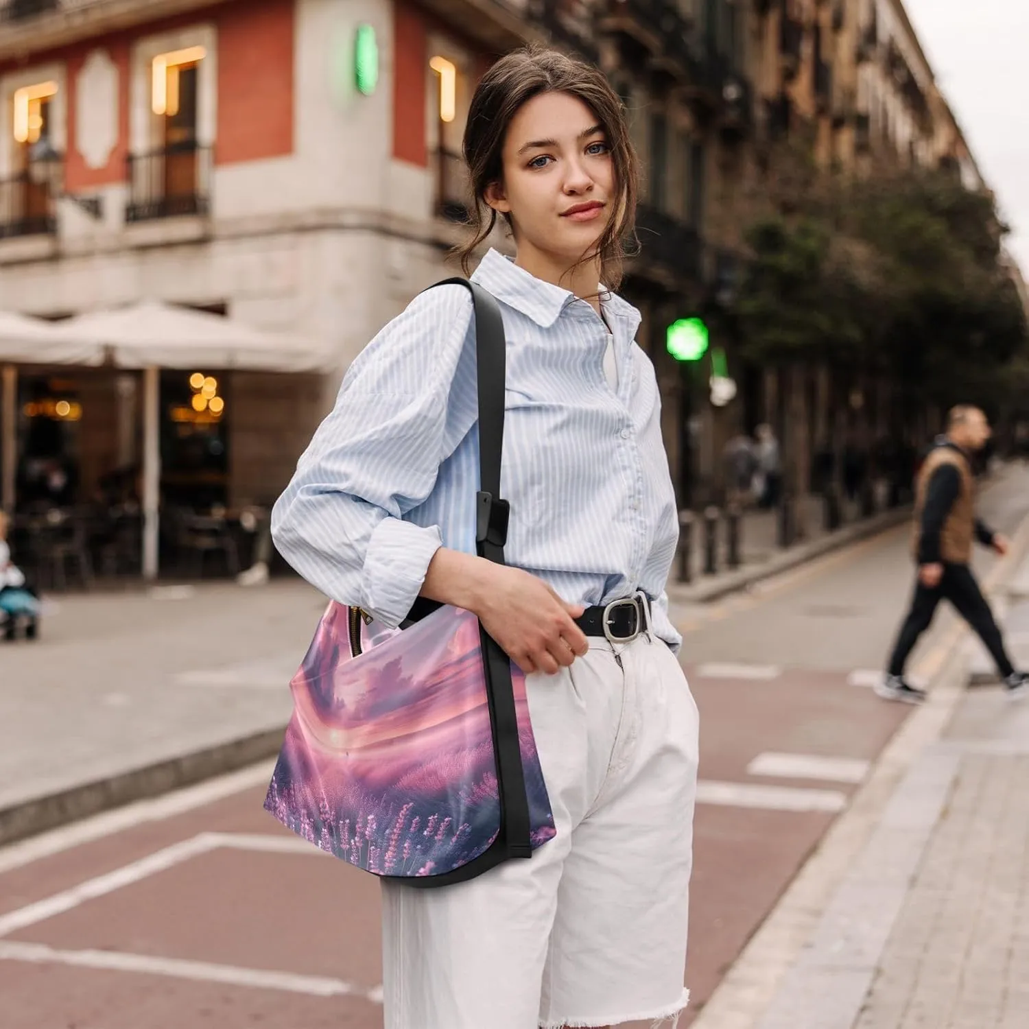 Stars in the Sky with Tree Shoulder Bag Leather, Leather Crossbody Shoulder Bag, Large Crossbody Bags Large Size