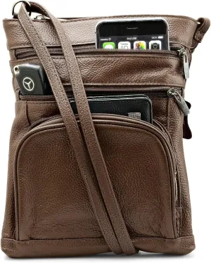 Steeltime Unisex Super Soft Leather Crossbody Bag Featuring The Serenity Prayer with 6 Compartments and Carrying Strap