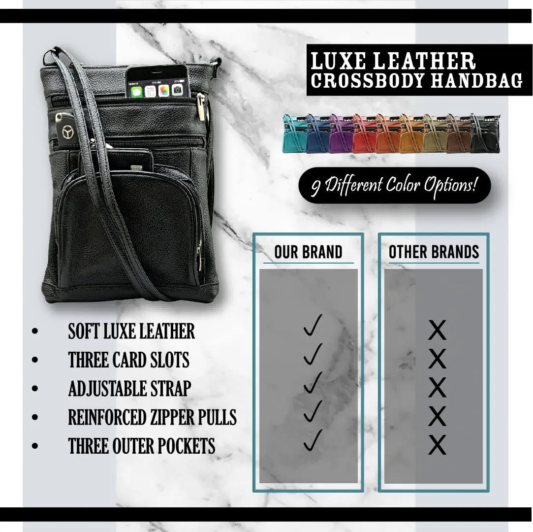 Steeltime Unisex Super Soft Leather Crossbody Bag Featuring The Serenity Prayer with 6 Compartments and Carrying Strap