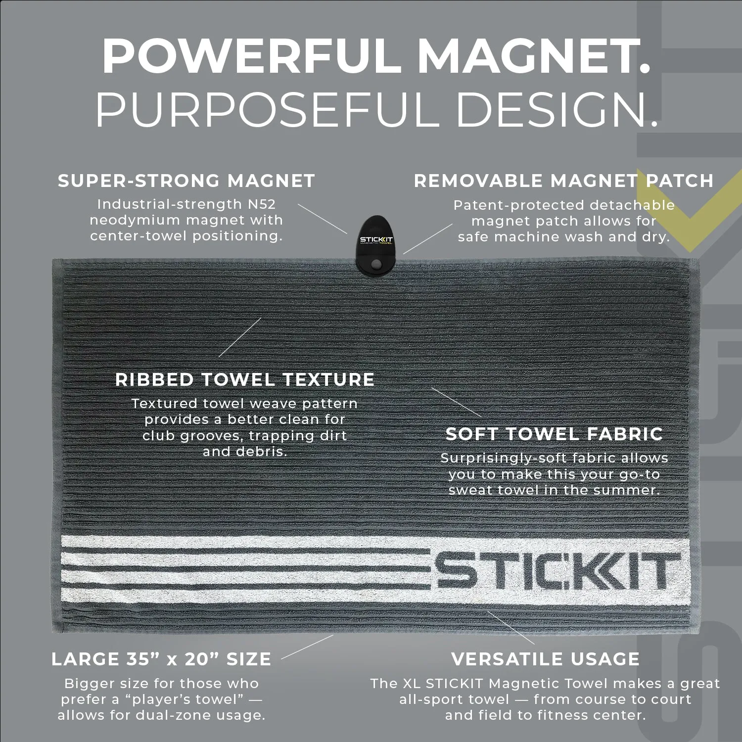 STICKIT Magnetic Golf Towel – XL