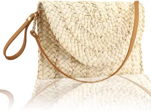 Straw Clutch Purses for Women Woven Straw Crossbody Bags Women's Crossbody Handbags Retro Shoulder Bag Beach Bags