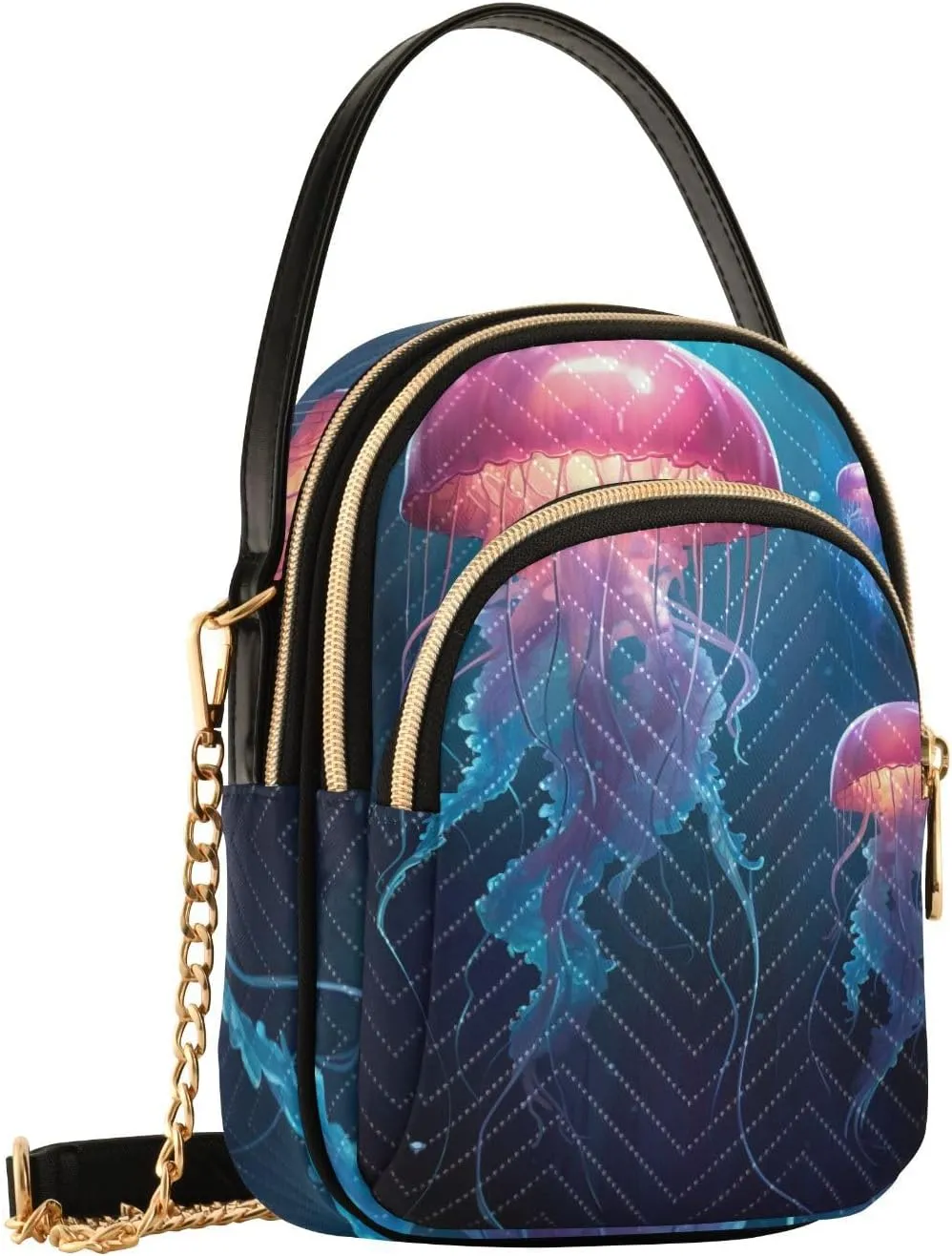 Strawberry in Red on Pink Women’s Crossbody, Crossbody Purses for Women Trendy, Three Zipper Crossbody Bags for Women