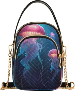 Strawberry in Red on Pink Women’s Crossbody, Crossbody Purses for Women Trendy, Three Zipper Crossbody Bags for Women