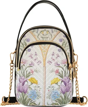 Strawberry in Red on Pink Women’s Crossbody, Crossbody Purses for Women Trendy, Three Zipper Crossbody Bags for Women