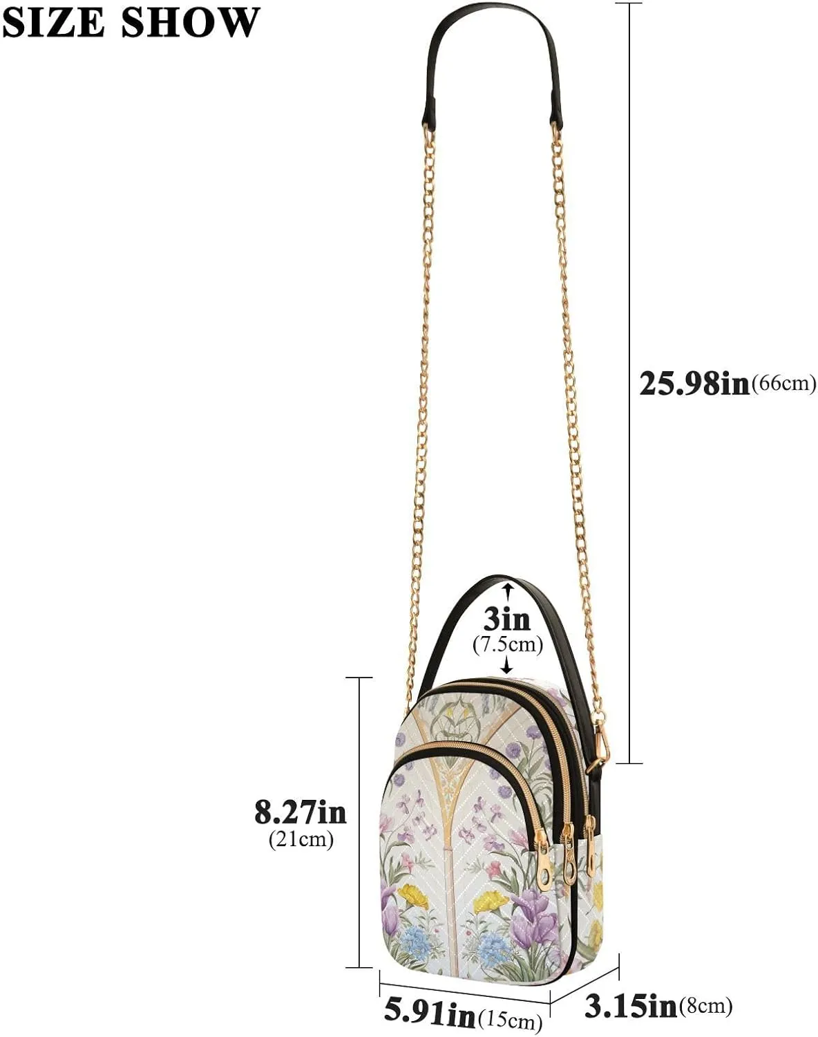 Strawberry in Red on Pink Women’s Crossbody, Crossbody Purses for Women Trendy, Three Zipper Crossbody Bags for Women