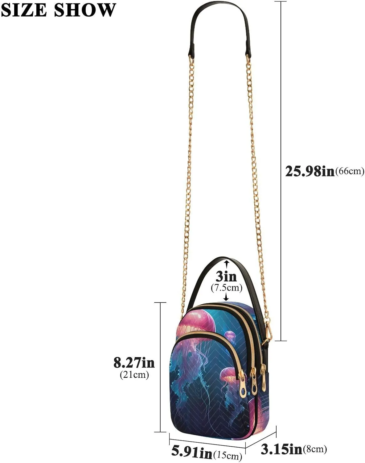 Strawberry in Red on Pink Women’s Crossbody, Crossbody Purses for Women Trendy, Three Zipper Crossbody Bags for Women
