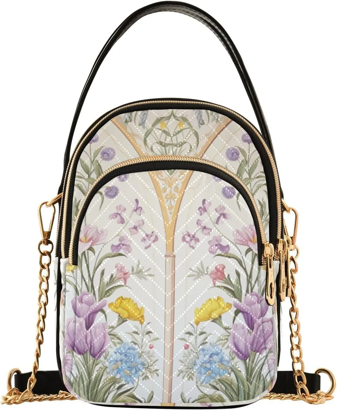 Strawberry in Red on Pink Women’s Crossbody, Crossbody Purses for Women Trendy, Three Zipper Crossbody Bags for Women