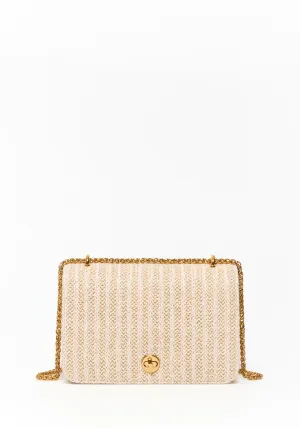 Striped Raffia Crossbody Bag - Ecru