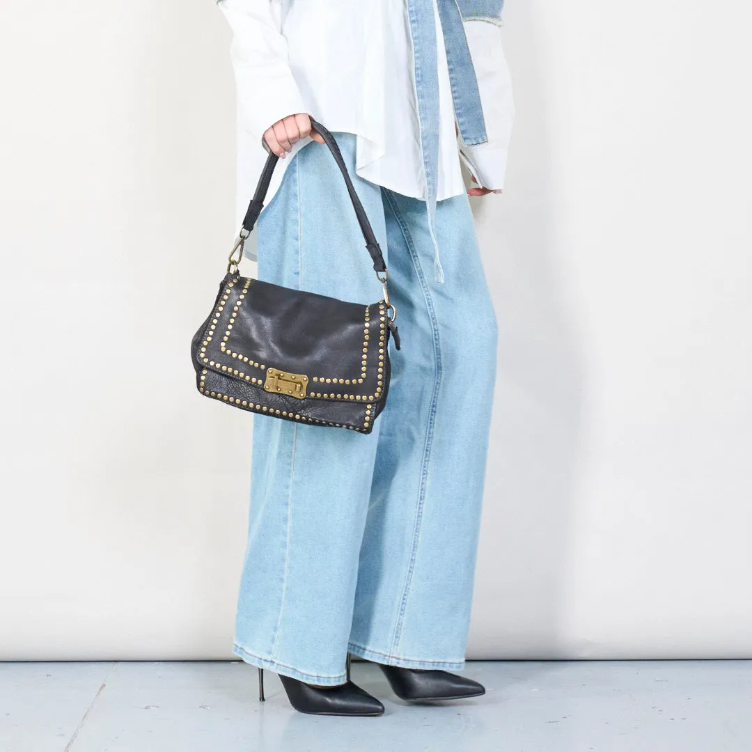 Studded leather crossbody messenger bag wholesale