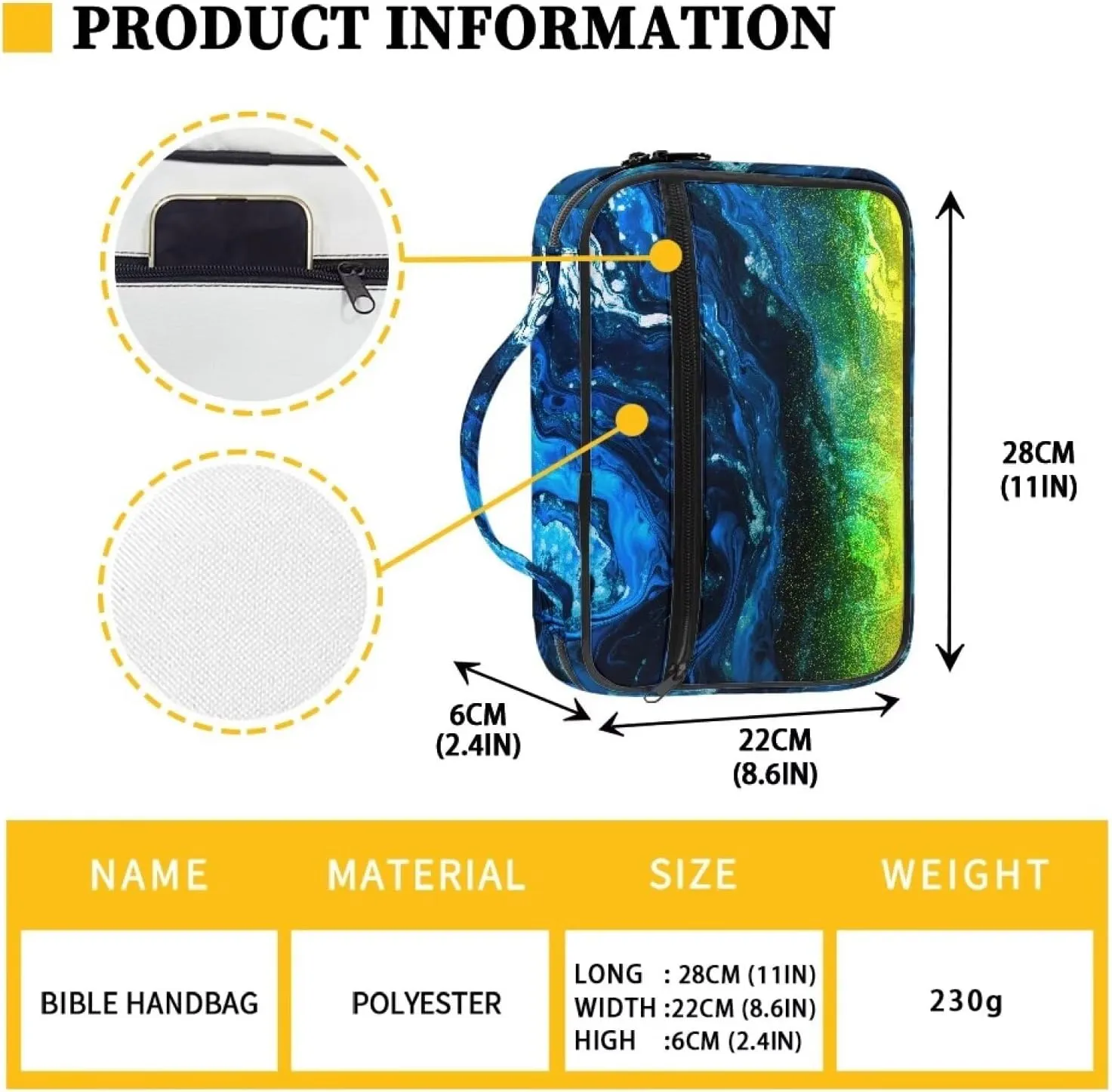Stylish Bible Cover for Women Men Cute Bible Cover Case with Handles,Bible Tote Bag for Teen Boys & Girls