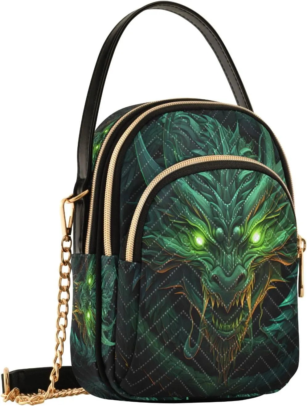 SUABO Crossbody Bag for Women, Green Angry Dragon Phone Purse Detachable Chain Bag Shoulder Handbag Wallet
