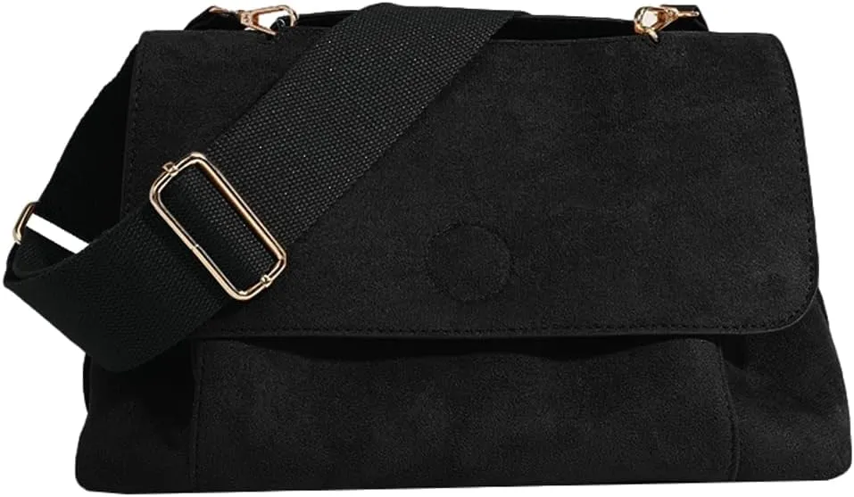 Suede Crossbody Handbag for Women Stylish Brown and Versatile Purses Small Tote Work Shoulder Handle Bag Fall Winter