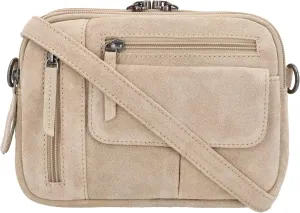 Suede Leather Hadley Compact Handbag for Women with Universal Holster and Locking Zippers