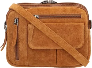 Suede Leather Hadley Compact Handbag for Women with Universal Holster and Locking Zippers