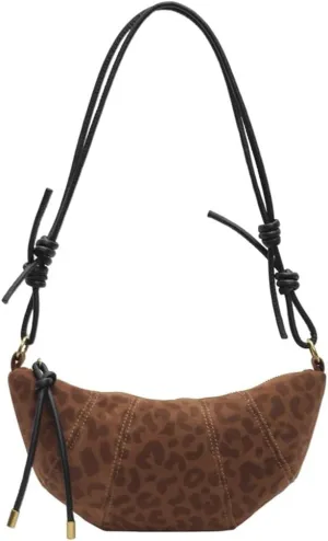 Suede Shoulder Dumpling Bag Retro Suede Sling Crescent Crossbody Bag Y2k Suede Horn Bag Trendy Half Moon Handbag