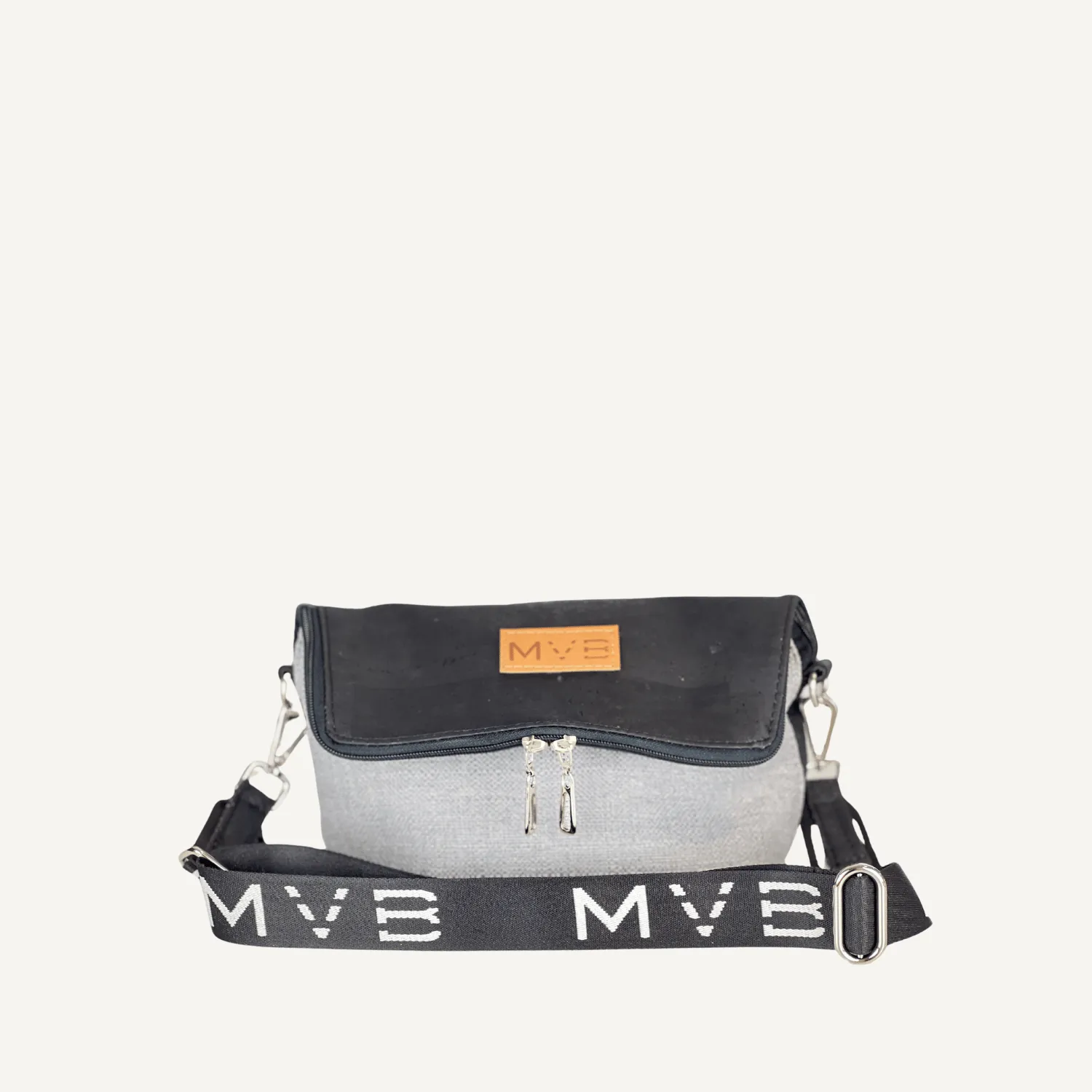 Summer Canvas & Cork Vegan Crossbody Flop Bag | Soft Ash