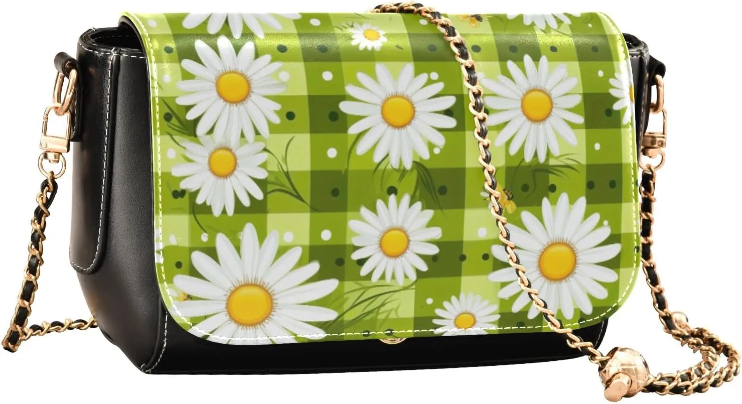 Sunflower on a Yellow Crossbody Bag with Pocket, Crossbody Leather Shoulder Bag, Crossbody Bags Leather for Women