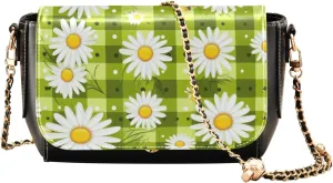 Sunflower on a Yellow Crossbody Bag with Pocket, Crossbody Leather Shoulder Bag, Crossbody Bags Leather for Women